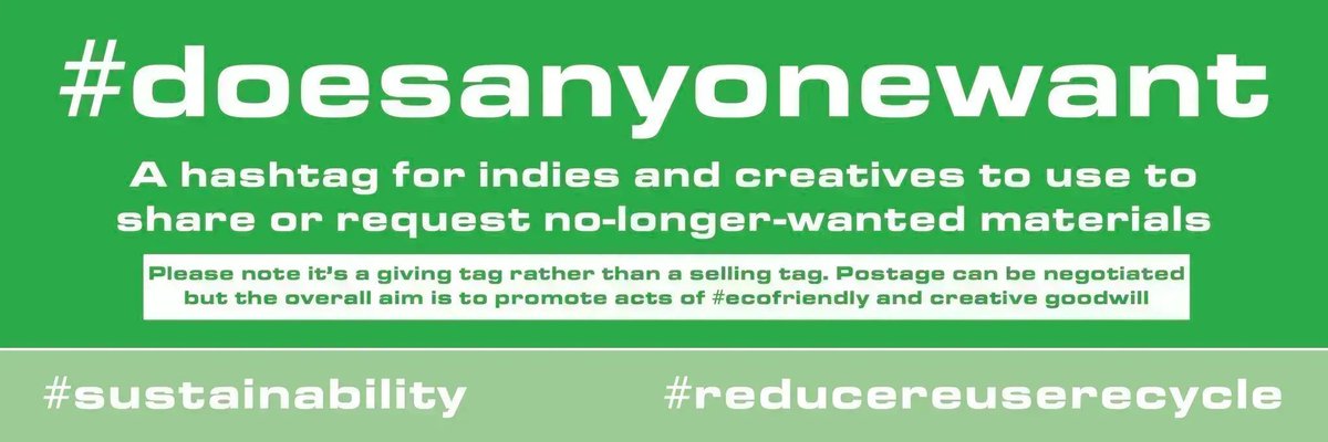 Got unwanted materials, packaging etc., that others could use? Offer them as free or swopsies with #doesanyonewant. Taking up posts, please offer to pay postage. Go on, have a rummage! Copy me in and I will boost #DoesAnyoneWant #UKGiftHour #shopindie