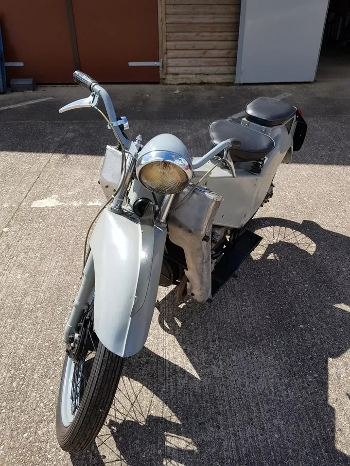 Ad:  1952 Velocette LE 200 Mk2
On eBay here -->> ow.ly/YvNR50RfHKc

 #ClassicMotorcycle #VelocetteLE #MotorcycleForSale #MotorcycleRestoration #CollectorBike #BritishMotorcycle