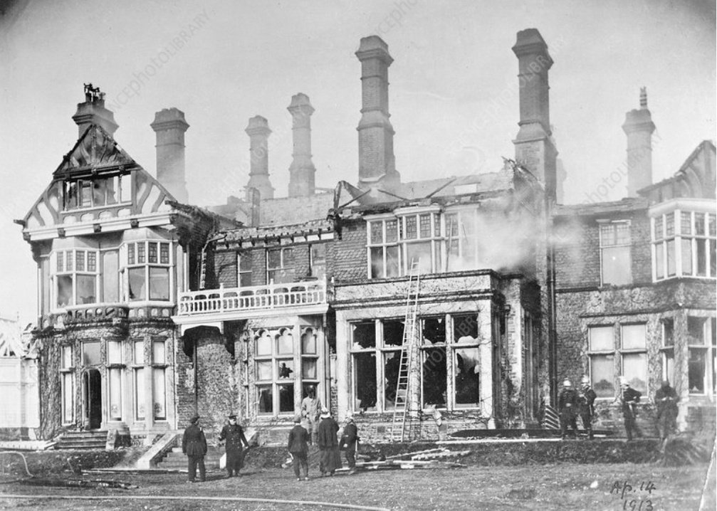 April 14th 1913. The St Leonards home of the local MP Arthur du Cros is burnt down by Suffragettes in protest at the Liberal government's failure to give women the vote.