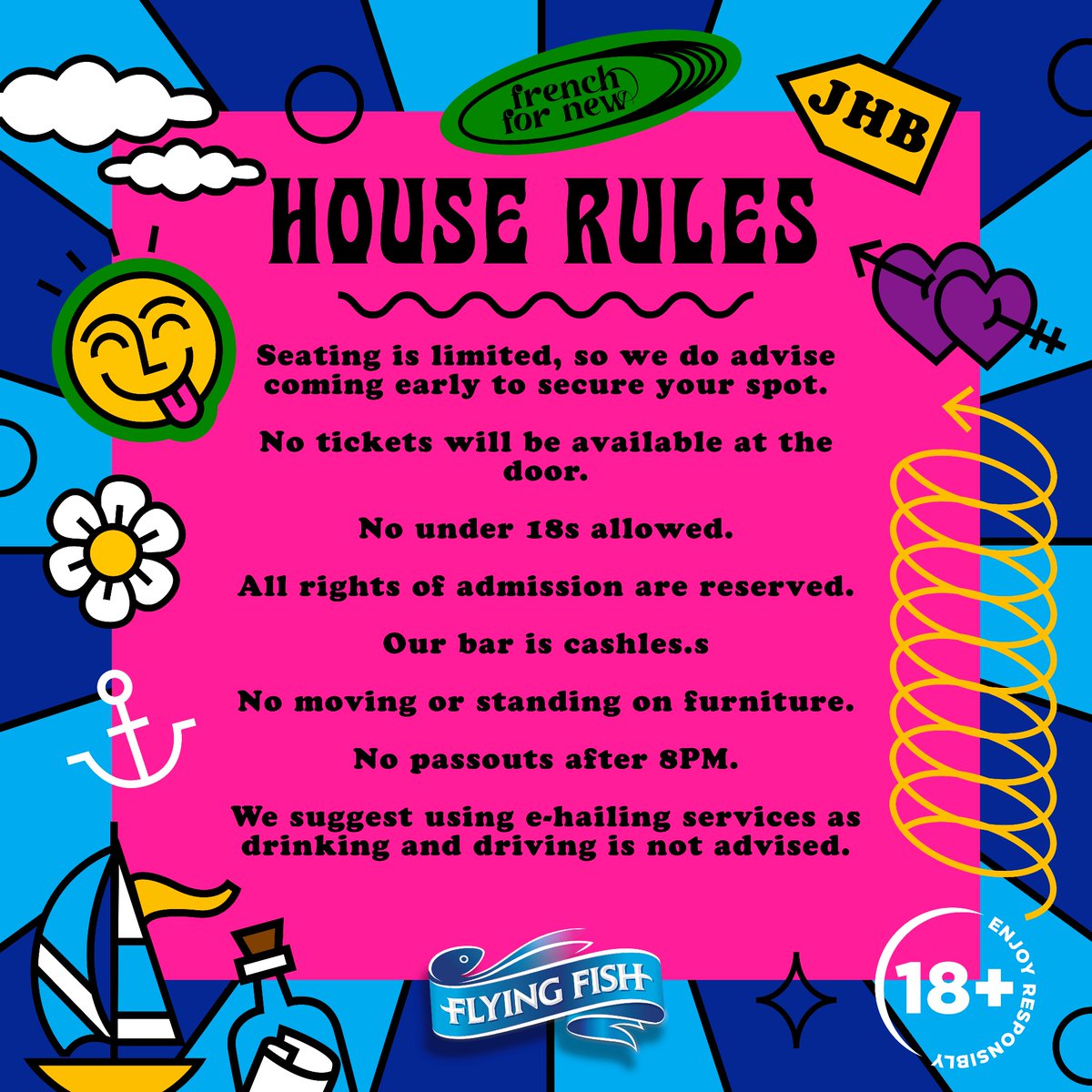 FrenchForNew's tweet photo. [House Rules]

To all attending please note.

The first 100 people get free donuts 🍩 

See you later #SoundsetxFlyingFish https://t.co/jQJu0UBRJf