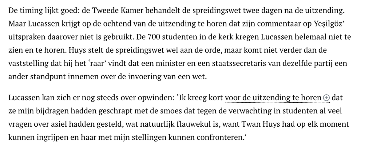 Zeker lezenswaardig. Helaas blijkt ook journalistiek zwakke aanpak van @collegetour_nl en #TwanHuys, terwijl juist een kritische journalistiek essentieel is en ik toch van Twan Huys wel verwachtte.