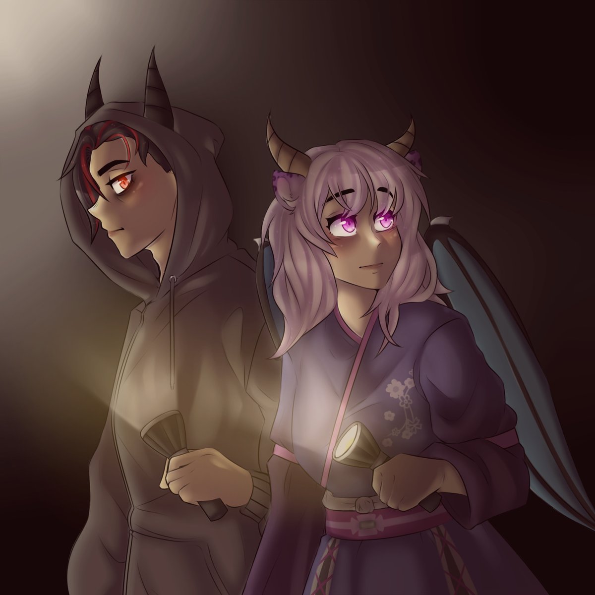 Ein gezeichnetes Bild von mir und <a href="/Feuerneko/">Feuerneko</a> WIR LIEBEN ES DANKE DIIIIR <a href="/tj_finnieboi/">finn</a>  QWQ &lt;3