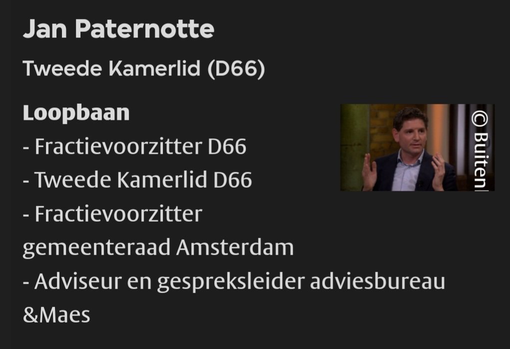 -Vorige week bij Buitenhof: Rob Jetten.
-Deze week bij Buitenhof: Jan Paternotte.

En dan vragen sommige mensen zich nog altijd af waarom vooral linkse partijen als D66 zo fel gekant zijn tegen het op de schop nemen van de Publieke Omroep.

#NPO #NPO #Buitenhof #NPO #NPO