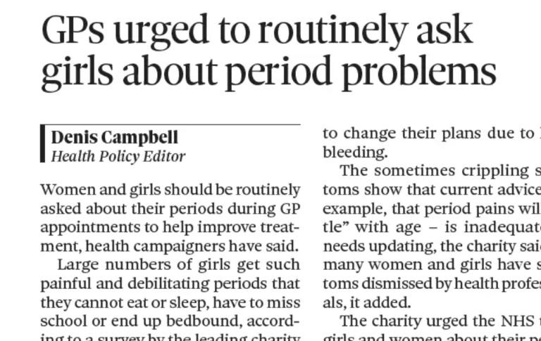 In a sense I don't disagree but hard to do well without turning something as normal and physiological as menstruation into a medical issue. Asking about menstrual irregularities is an important part of endocrinology consults but in itself obviously periods are not a disease.
