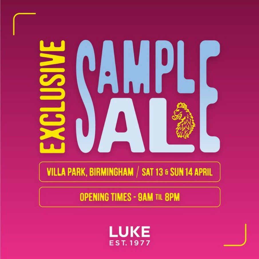 ‼️ We are open for day 2 and it’s your last chance to take advantage of our Villa Park Sample Sale! We don’t close until 8pm so come down and see us. #luke1977
