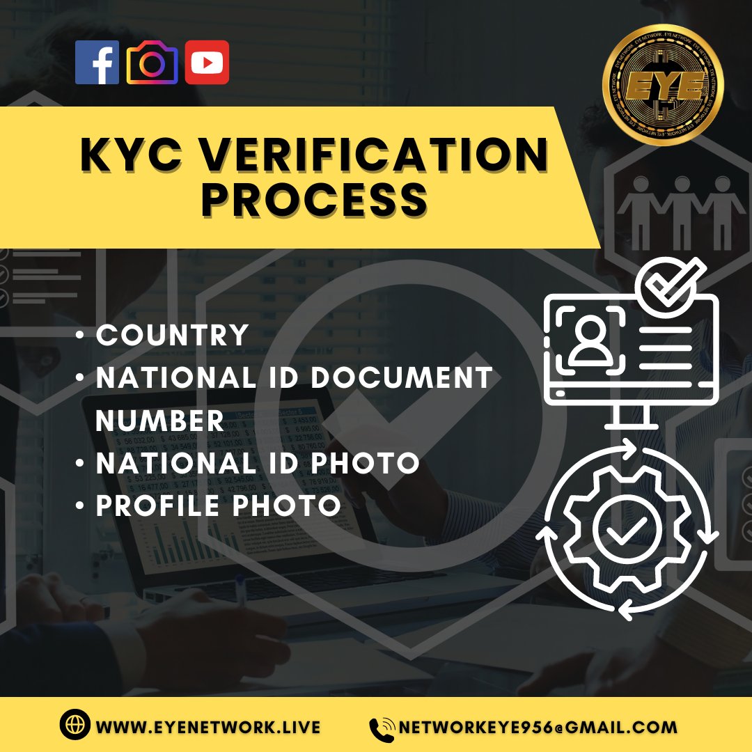 KYC🕵️ Programming to know your Customer🤵🤝
Follow for more updates of Eye Network
🌐 eyenetwork.live
📩 networkeye956@gmail.com

#eyetoken #eyenetwork #eyenetworkmining #eyenetworkpassive #eyenetworkstaking #eyenetworkroyalty #tradingstrategies #eyemining  #KYC #trader