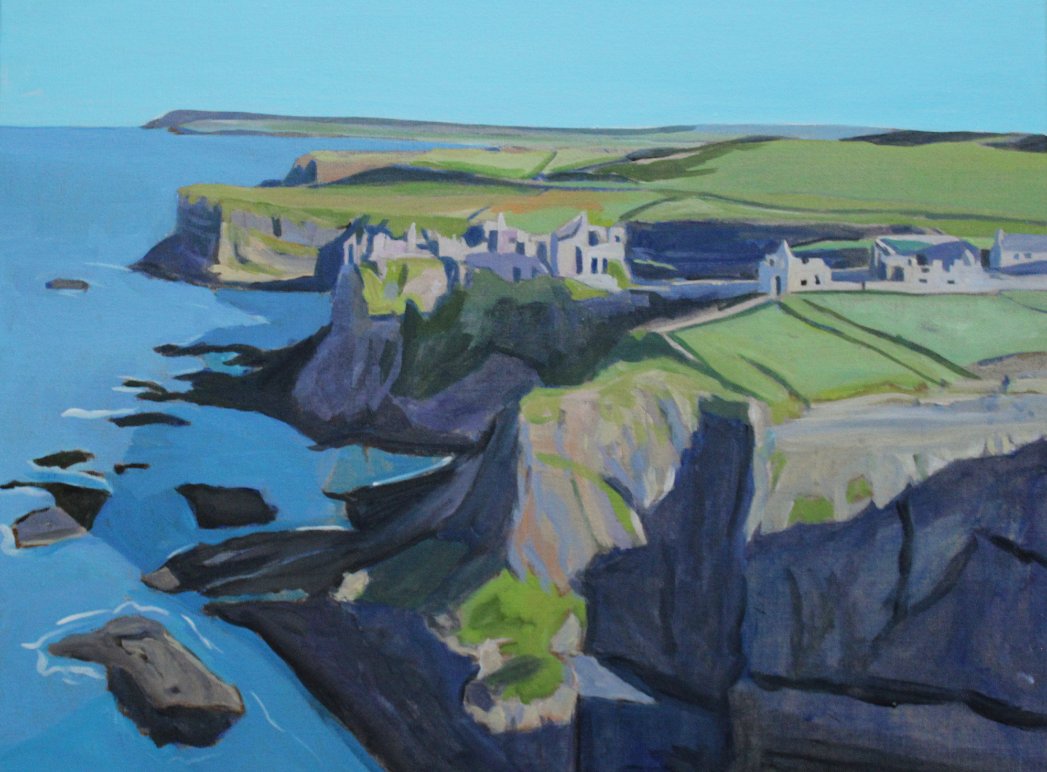 Delighted to have sold this painting 'Above Dunluce Castle (Antrim)' to a collector in Co. Down, via my own website. I offer free UK & Ireland shipping + also ship globally. More #Antrim work available here - emmafcownie.com/product-catego… #causewaycoastandglens #dunluce #antrimcoast