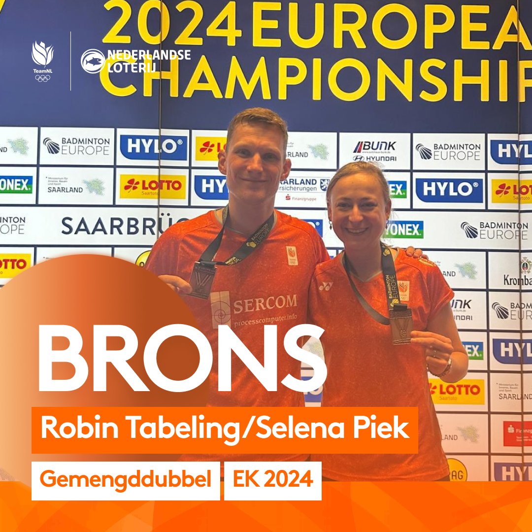 Gefeliciteerd Robin en Selena met jullie bronzen medaille! 🥉🧡 #badminton #topbadminton #teamNL #wijzijnbadminton #EK2024 (📸 Badminton Nederland)