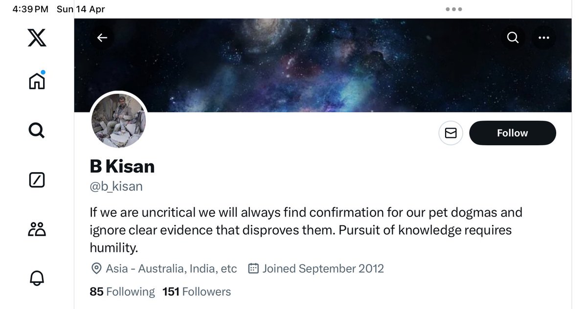 sallyr56's tweet photo. @b_kisan Well done for deleting your appalling post, but it lives on. I note no remorse or apology. And then I saw your profile about being uncritical may confirm pet dogma’s. Time to look in that mirror. #auspol https://t.co/RCiz3MQwoP