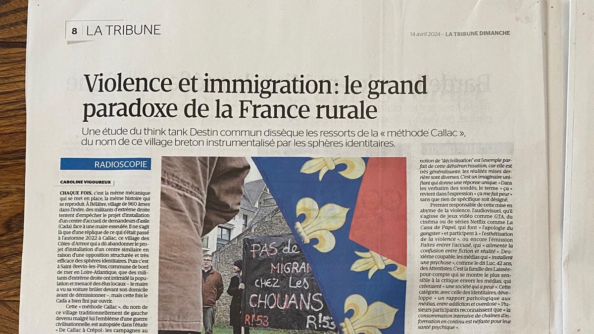 🚨 Un exclu dans @LaTribune Dimanche, notre nouvelle étude 'De Callac à Crépol : les campagnes au coeur des batailles identitaires' par @LdeNervaux et @Raphael_llorca. Une analyse de la 'méthode Callac' de l'extrême-droite au regard du rapport à la violence dans la ruralité ⤵️