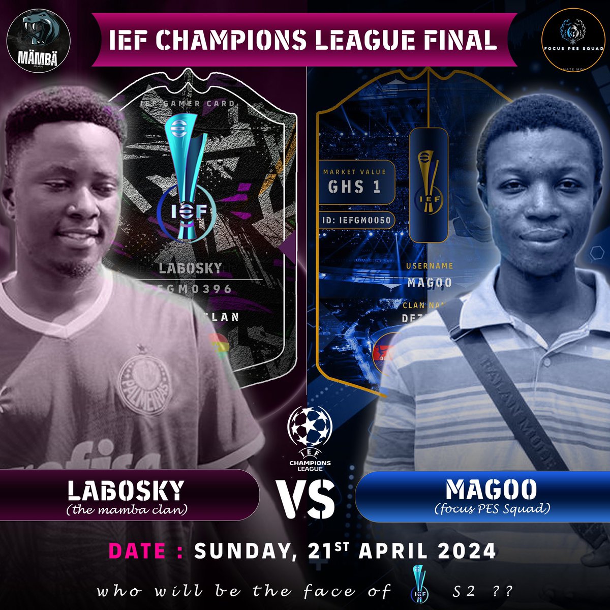 IEF880's tweet photo. IEF CHAMPIONS LEAGUE FINAL 
SUNDAY 21st April,2024

@Labosky v @Magoo 
Who Carries the night? https://t.co/kprJBgiuA5