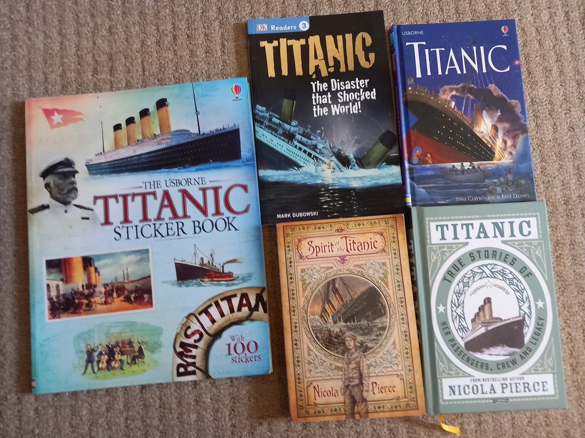 #Otd 1912: RMS Titanic, the world’s largest ship built by #Belfast's @HarlandWolffplc hit an iceberg at 23:40! >1,500 would die! Here is a great selection of books (mainly for children) by @Usborne, @dkpublishing, and Ireland's own...the wonderful writer @NicolaPierce3! 🚢🧊