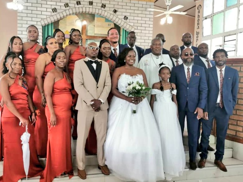 Hello my baby... Artist Strauss Lunyangwe, also known as Mr Makoya, tied the knot with his longtime partner Natasha Gawanas in Okahandja yesterday. Photo: Contributed
