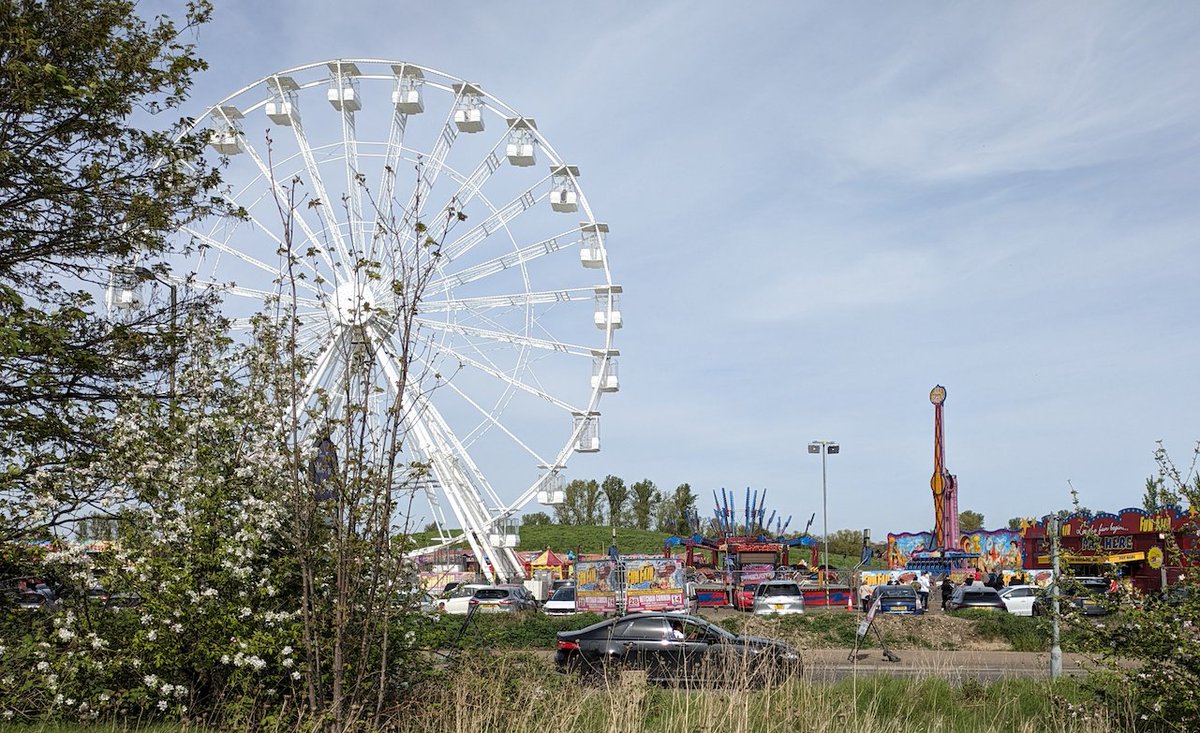 Mitcham Common Easter Fair ends today, Sunday 14th April. However, as the huge ferris wheel takes a week to dismantle, they won't be off-site until Monday 22nd April.