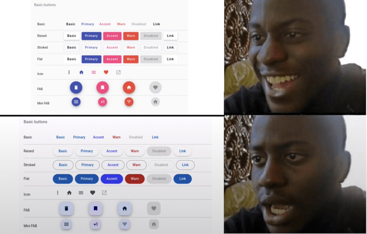 DanielGlejzner's tweet image. Material 3 looks very “good”!

Stealing this from Reddit 😂

#angular