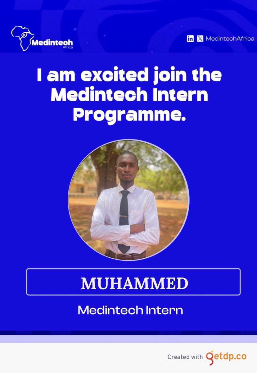 I am excited to join the @MedintechAfrica intern Programme .