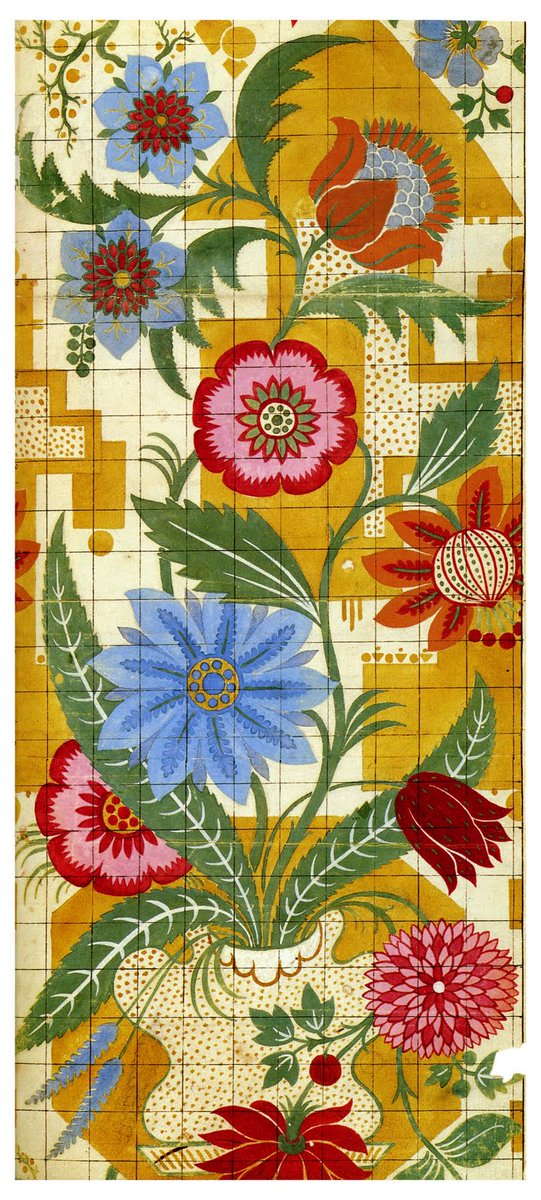 girl_hermes's tweet photo. The silk designs of James Leman. A little bit psychedelic, a little bit graphicsy, and in such fresh colours they might date from the 1930s or 60s. In fact they are the world's oldest surviving set of silk designs, found in his Album c.1705-10, created when he was aged 17-22. https://t.co/KELOcIx3Xj