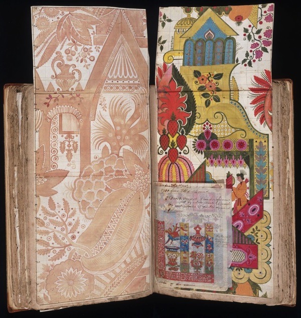 girl_hermes's tweet photo. The silk designs of James Leman. A little bit psychedelic, a little bit graphicsy, and in such fresh colours they might date from the 1930s or 60s. In fact they are the world's oldest surviving set of silk designs, found in his Album c.1705-10, created when he was aged 17-22. https://t.co/KELOcIx3Xj