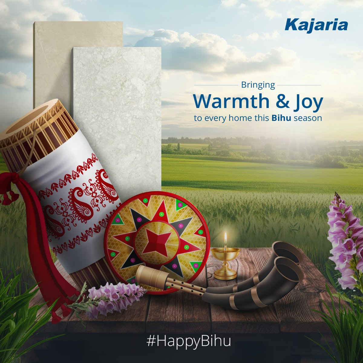 Wishing every home joy, elegance and colours this Bihu. Celebrate the harvest with hearts full of joy. #Bihu #Kajaria #Tiles #HappyBihu #KajariaTiles
