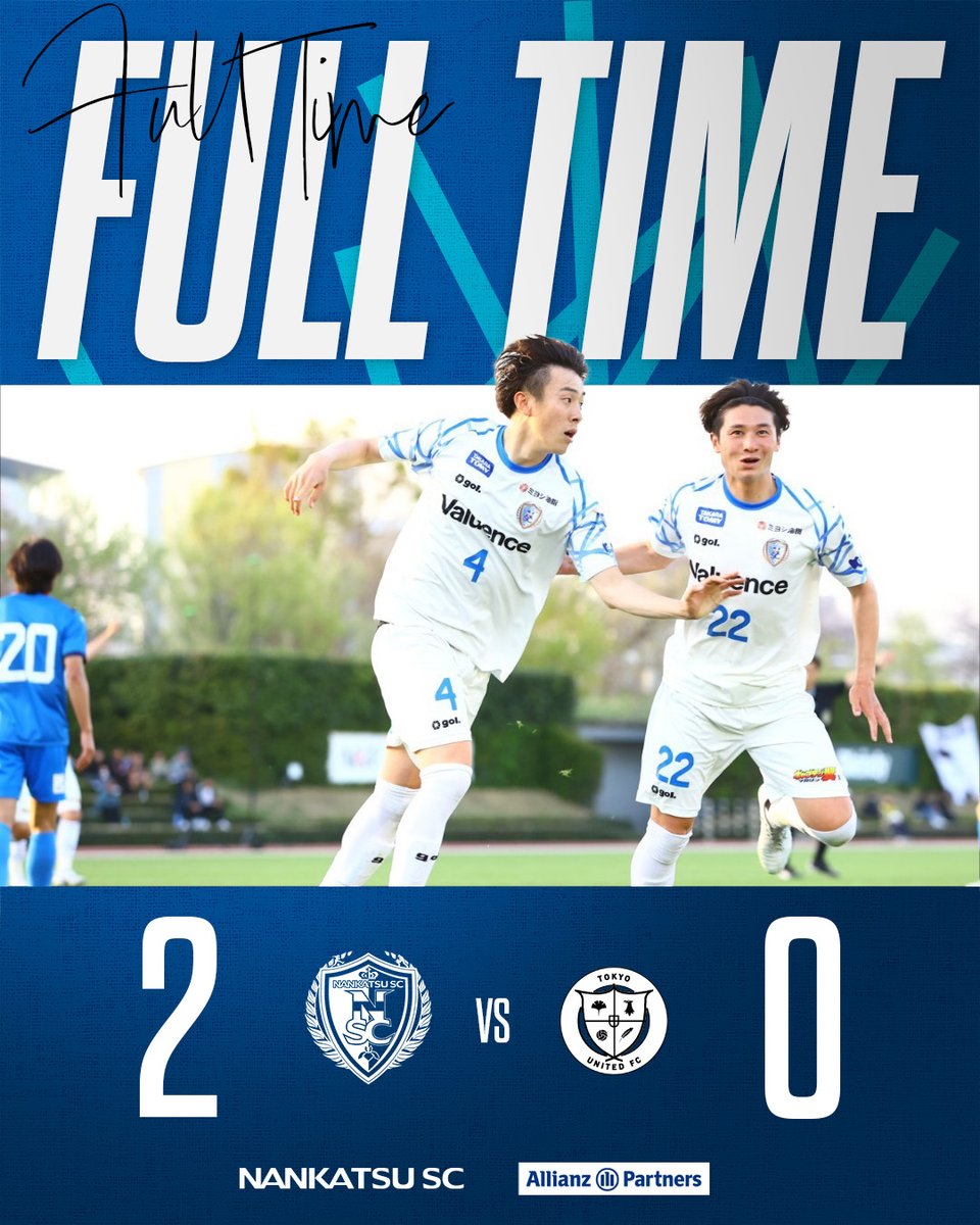 nankatsu_staff's tweet photo. ⌚FT｜南葛SC勝利！
今シーズン、リーグ初勝利を収めることができました！次回も熱い応援よろしくお願いします！

#南葛SC 2 vs 0 東京ユナイテッドFC https://t.co/m0fXWKdpkR