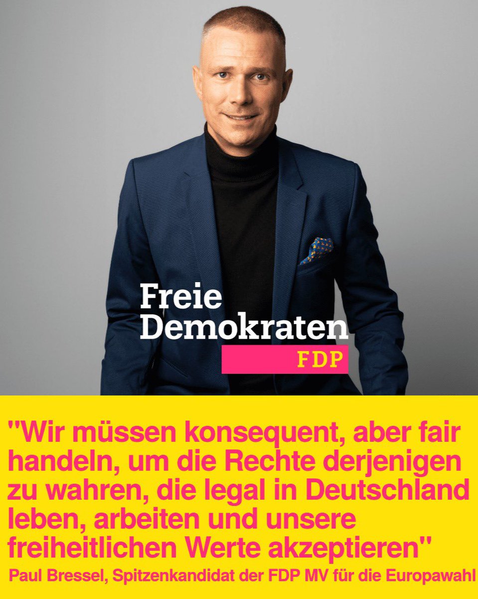 fdp_schwerin's tweet photo. Unser Kandidat für Schwerin und EU Spitzenkandidat für MV @bressel_paul fand in seiner gestrigen Rede auf dem Landesparteitag der @FDP_MV klare Worte. #Migration https://t.co/r97HJV8VA5