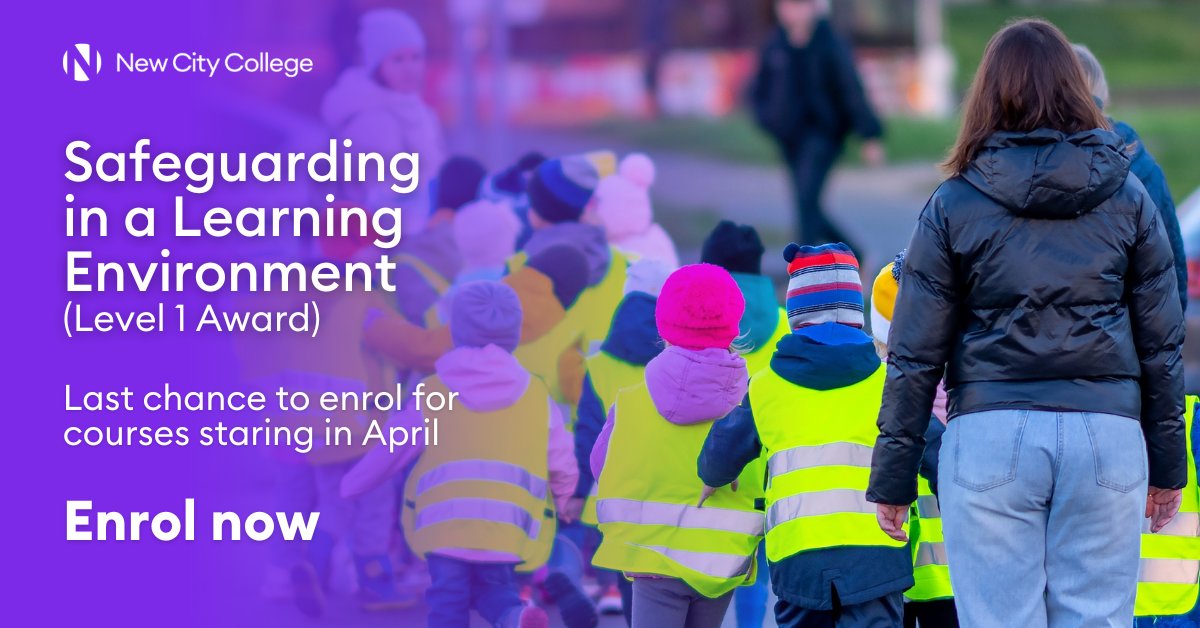 📢 Last chance to start a course this April! Join our Adult recruitment event on 17 April 2024, 2 - 5pm to enrol. Discover our Safeguarding in a Learning Environment (Level 1 Award) – perfect for adults interested in working with vulnerable individuals:bit.ly/4aP3b5x