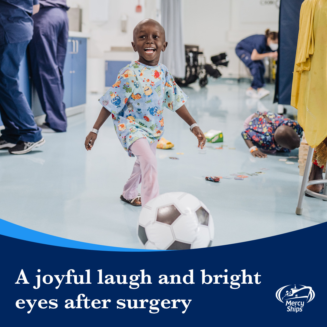 We are thrilled that Amadou’s future is now pain-free and gleaming bright. But there are many more children like him that need expert surgical care, so they too can live free from pain. If you can, please give today at bit.ly/3VIN593 #R4Appeal #MercyShips #Surgery