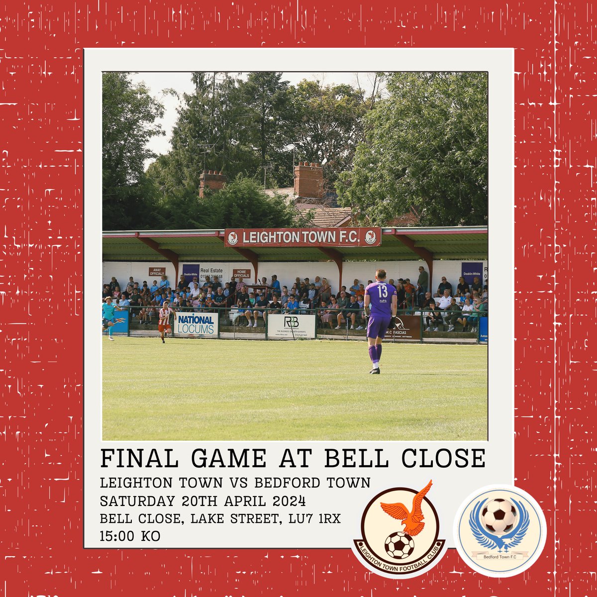 𝘽𝙀𝘿𝙁𝙊𝙍𝘿 𝘼𝙍𝙀 𝘾𝙊𝙈𝙄𝙉𝙂 𝙏𝙊 𝙏𝙊𝙒𝙉 📍 

Next Saturday we welcome promotion hopeful: 

🆚@BedfordTown 
📆Sat 20th Apr 
🏟️Bell Close, LU7 1RX
🎟️Adults £10, Concs £6, 12-17 £3 U11 £0
🍔Open
🍺Open

This is our final game at home this season 🏡

#YourTownYourTeam
