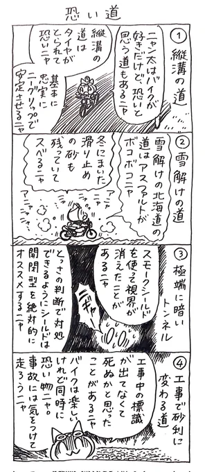 4コマ漫画「ネコ☆ライダー」
恐い道🏍️🐈️ 