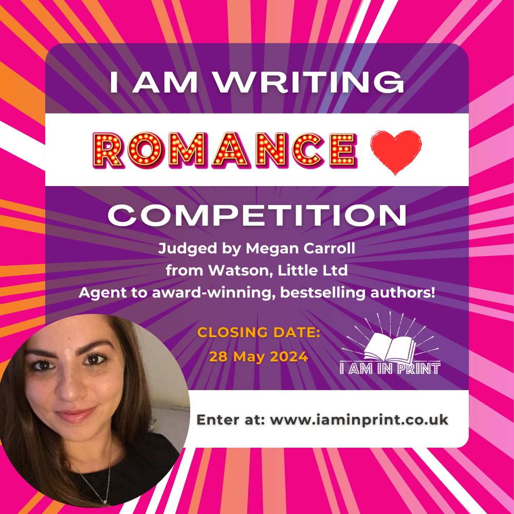 Are you #writing #romanticfiction? Whether it's about a love triangle, forbidden love or unrequited love you may like to enter our #romancewriting #competition judged by @meganacarroll Competition opens 15 April at iaminprint.co.uk/competitions-2… #romanticconflicts #writingcompetition