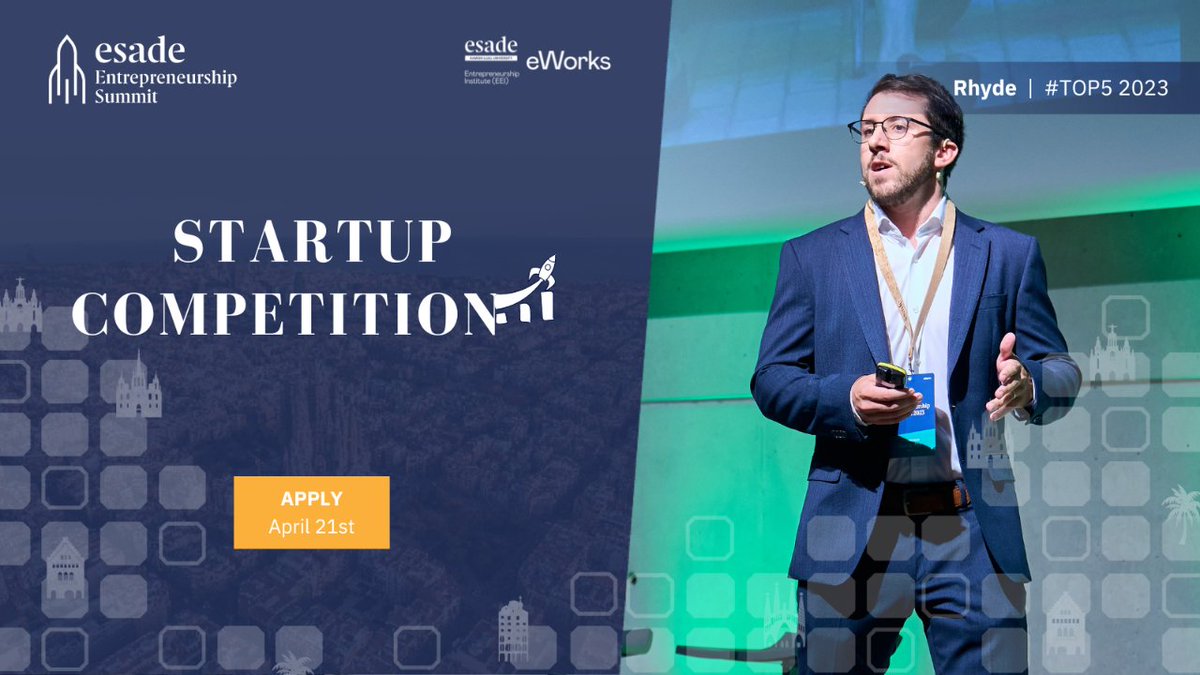 Don't miss out on the opportunity to pitch your startup to top investors & founders at the @esade #EESummit24. Apply now to the #EESummitStartupCompetition & take your business to new heights! 🚀 April 21👉esade.me/eesummitcompet…