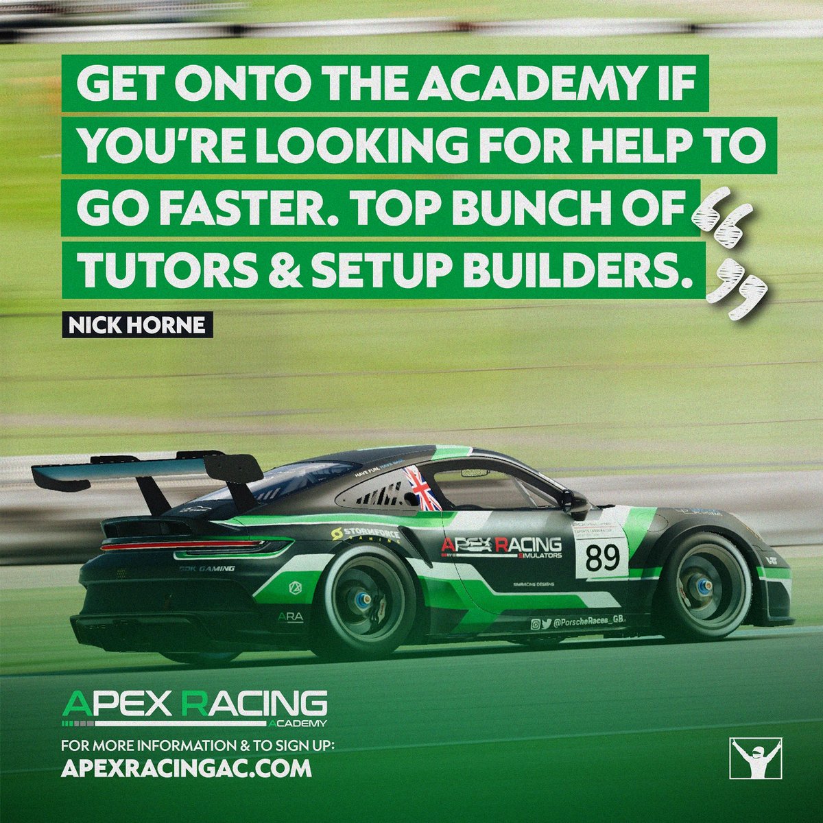Our coaches are always on hand to help! 💪 Get involved in our Porsche Cup group coaching sessions hosted by @MTJanney2! ⏰: Wednesday, 19:00 BST Head over to our discord for more information: 🔗 Link in our bio 👆 #apexracingacademy #simracing
