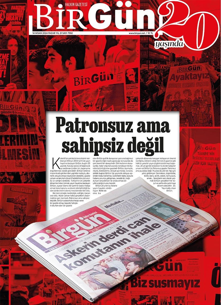 Patronsuz ama sahipsiz olmayan gazete, boyun eğmeyenlerin, gerçeğin peşinde mücadele edenlerin sesi BirGün 20 yaşında!

#BirGün20Yaşında

@BirGun_Gazetesi