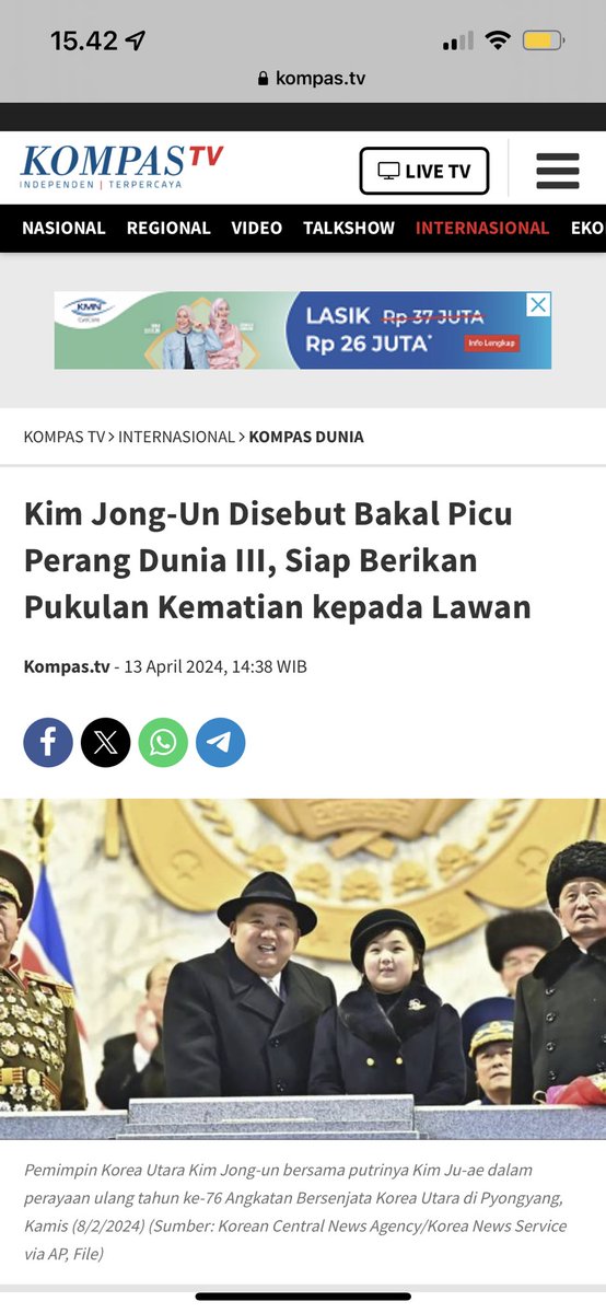 BolaBolaAja's tweet image. 🚨BREAKING : Kim Jong-Un Disebut Bakal Picu Perang Dunia III

Setelah Dini hari Iran Melancarkan serangan ke Israel, jadi inget kalau Korut bakalan picu perang dunia.
Di Blok Timur ada : Russia, China, Iran, Yemen, North Korea

Semoga World War 3 tidak sampai terjadi.

Tel Aviv