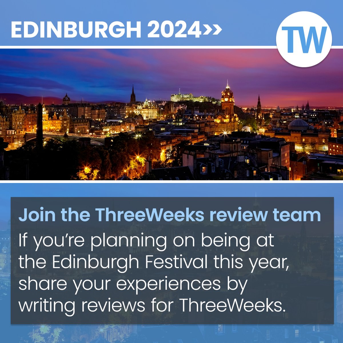 We are currently recruiting reviewers to join our team at Edinburgh Festival 2024 - info here: bit.ly/3JtrMkR