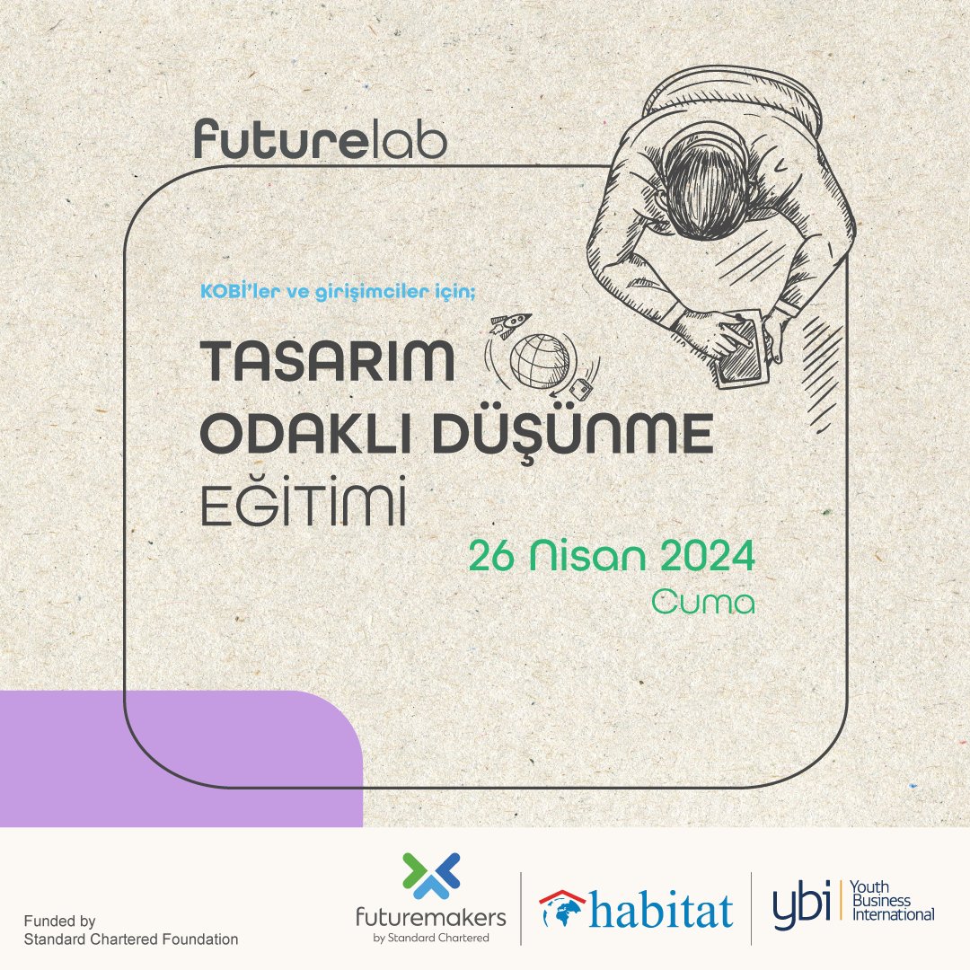 Temel iş kurma yeteneklerinizi tasarım odaklı düşünme yetkinliğinizle geliştirmek ister misiniz? Future Lab Projesi Tasarım Odaklı Düşünme Farkındalık Eğitimi’ne katılın, empati kurmadan prototiplemeye kadar bilgi sahibi olun. 📌Detaylı bilgi ve başvuru formu için bağlantıya…