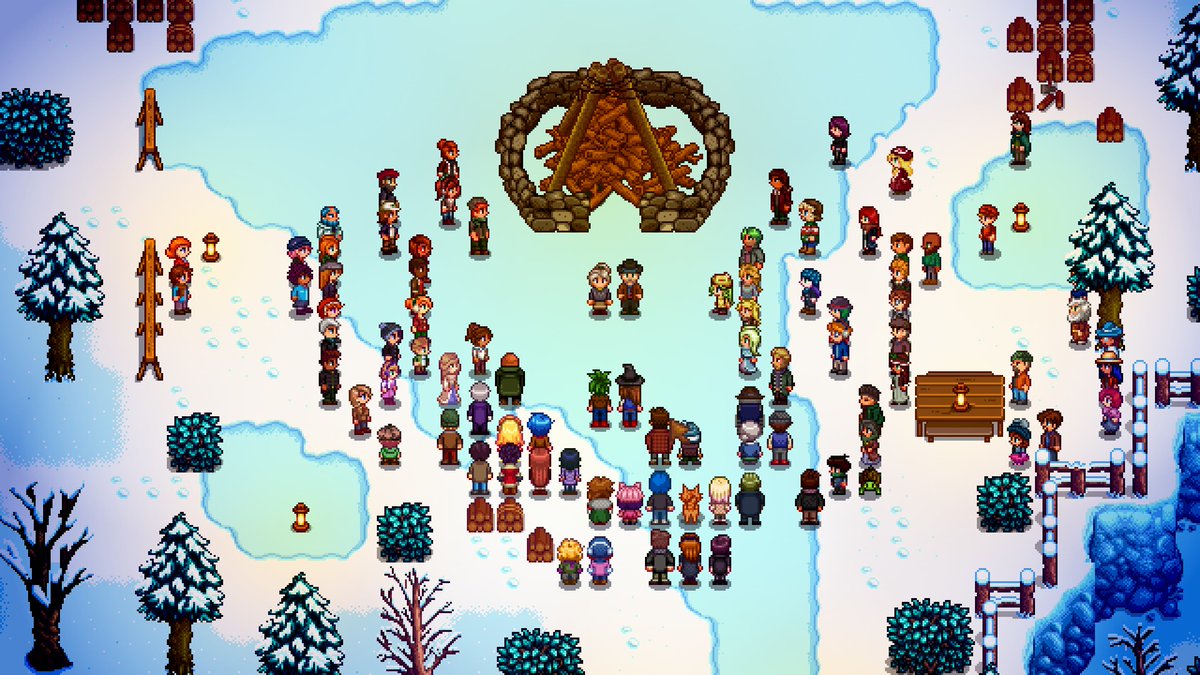 Xenoras1's tweet photo. This is how Stardew Valley looks when you mod more than 50+ additional villagers into the game. Quite a city!

It's impressive that they all have distinctive personalaties. Talking to everyone on festivals is a nightmare though.

#stardewvalley #mods #farm #eastscarp #ridgeside https://t.co/yu344wT3gB