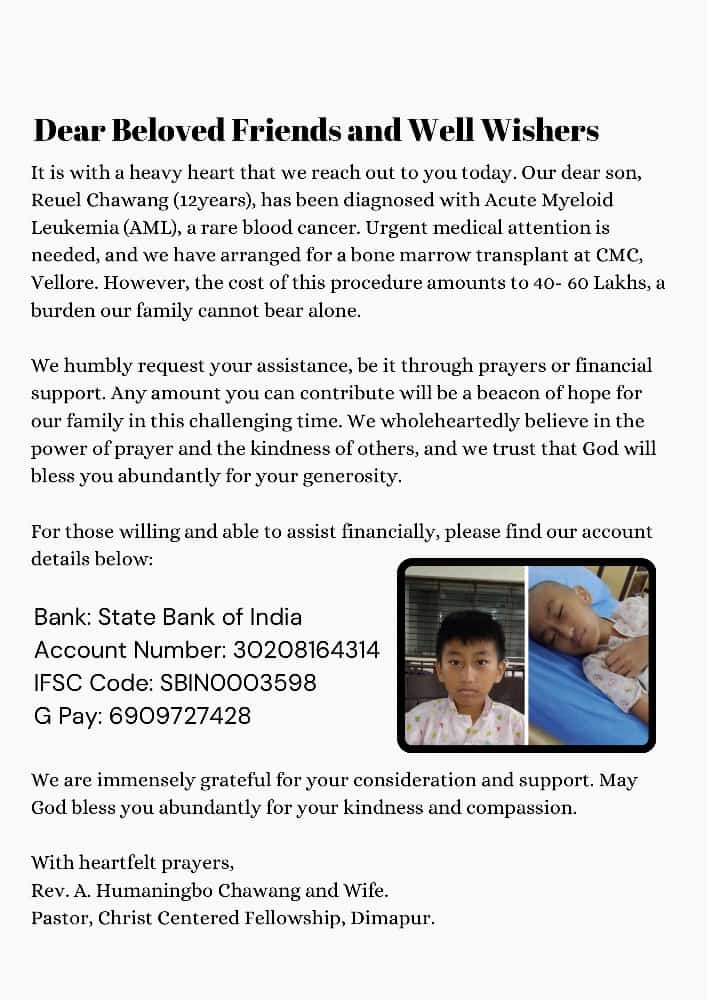 Please take a moment to read this story. A brave 12-year-old is battling blood cancer. Let's come together and support him in his fight. Your help can make a big difference!

@imPswu @HimbTenyebinlo @chophika_sumi @ninoto_zuheto @Hillsnaga @WeTheNagas @dimapurtoday @aloyeputhomi