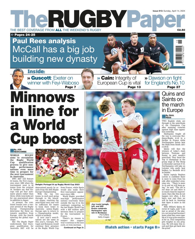 TheRugbyPaper's tweet photo. 𝗙𝗥𝗢𝗡𝗧 𝗣𝗔𝗚𝗘
Minnows in line for a World Cup boost

The Rugby Paper is on sale NOW!

Head to your local shop to pick up a copy or subscribe through our print, digital or online options here: https://t.co/AJQy8FqV8u https://t.co/sXlQXWMzn4