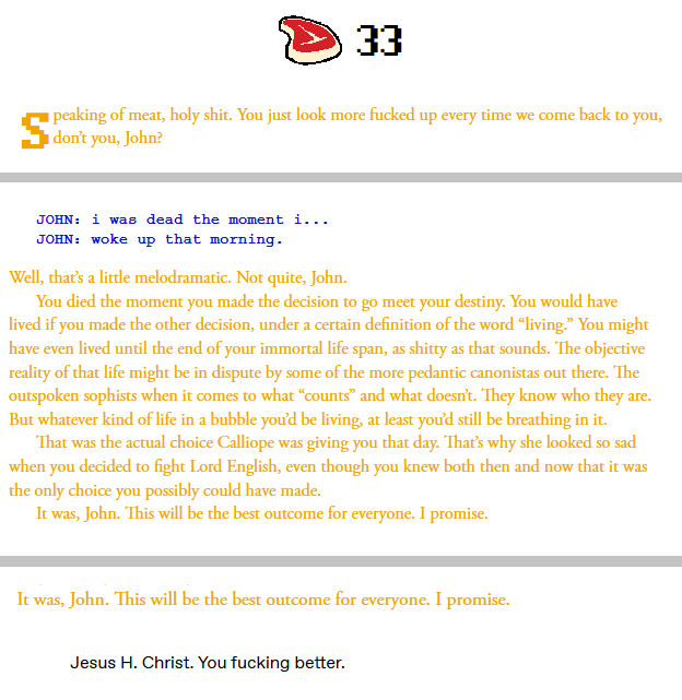 chessb0r3d's tweet photo. #dirkjohn 
If HS:BC doesn't add in the inherit homoeroticism of whatever the fuck Ult Dirk said to/about John in the meat timeline, then it's NOTHING.

LOOK. LISTEN. https://t.co/2twzRPuVWj