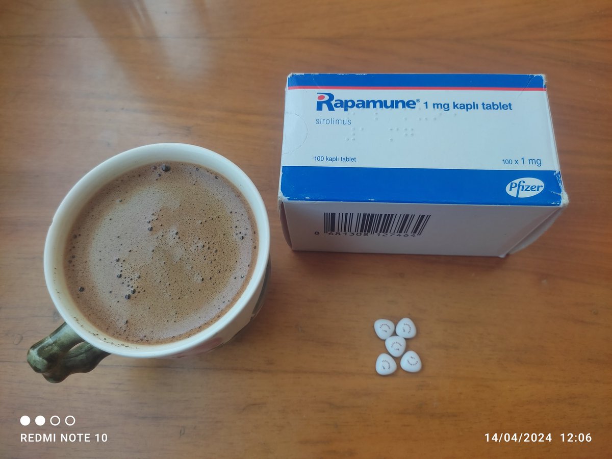 🛑This Sunday I take 5mg Sirolimus. Last time I took 3mg. Why? Surprising the body is a good way to adjust the metabolism to everything&I think routine chronic intake same amount of Rapa can create some average mTOR reactions. I take with my Turkish coffee. I'm on Acarbose either