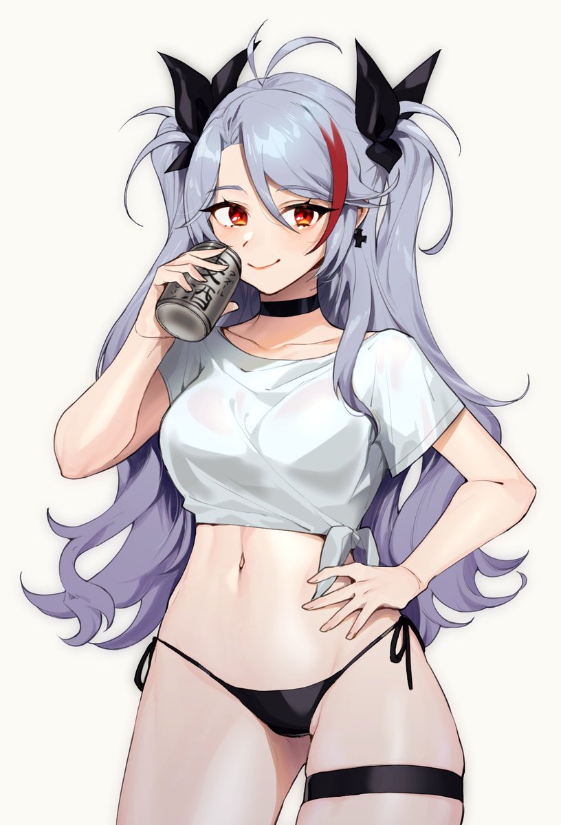 プリンツ・オイゲン(アズールレーン) 「#気温が高いので気が早いが水着絵が見たい 麦のグールが飲みたい 」|酩酊ろっぱのイラスト