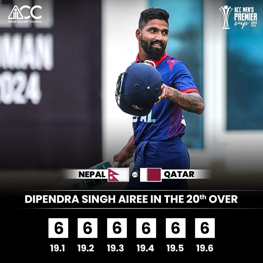 Nepal’s superman hit 6 sixes in the 20th over 🤩🤩🤩

#NEPvQAT #ACCMensPremierCup #ACC
