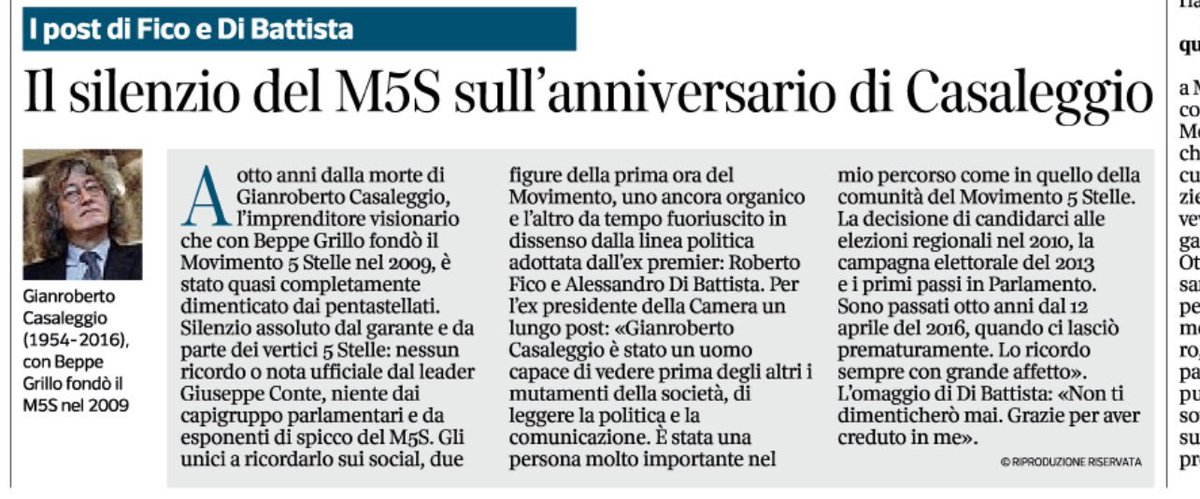 A #Conte gli è stato sempre sul cazzo #Casaleggio e #Grillo la dimostrazione è stato ieri che non ha scritto nulla sull'anniversario della morte di #Casaleggio 
Senza #Casaleggio e #Grillo ..Conte stava ancora a fare il galoppino e le fotocopie nello studio di Guido Alpa .