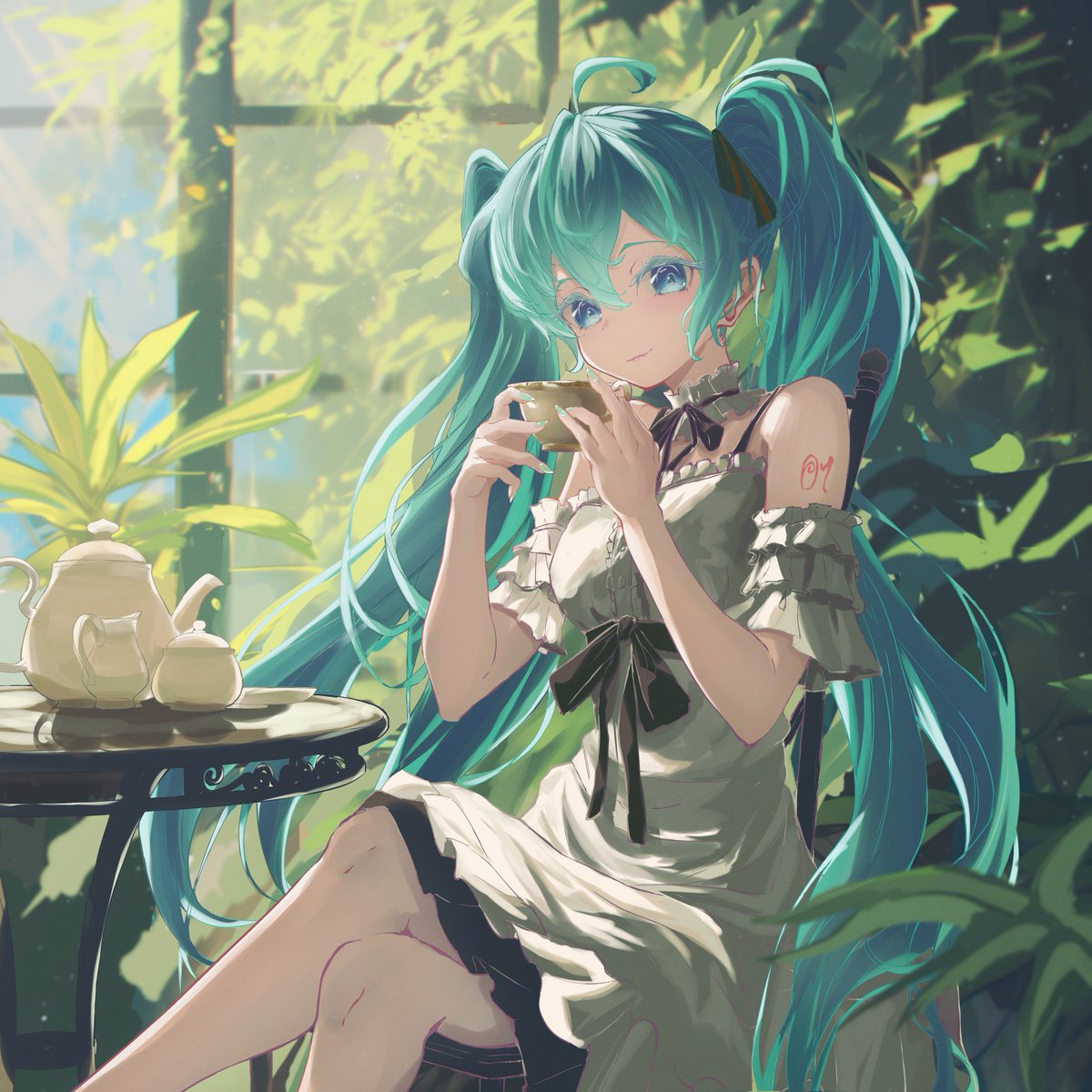 hatsune miku 1girl solo long hair looking at viewer smile blue eyes dress  illustration images