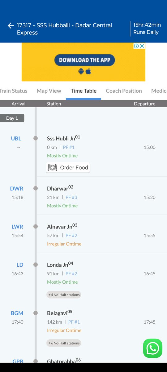sumeetadasad's tweet photo. @IRCTCofficial @RailMinIndia @WesternRly . Please update the app. Schedule departure of train from UBL is at 15.40. I have to rush to station after seeing this time @ railyatri app https://t.co/9DPV6Qagrz
