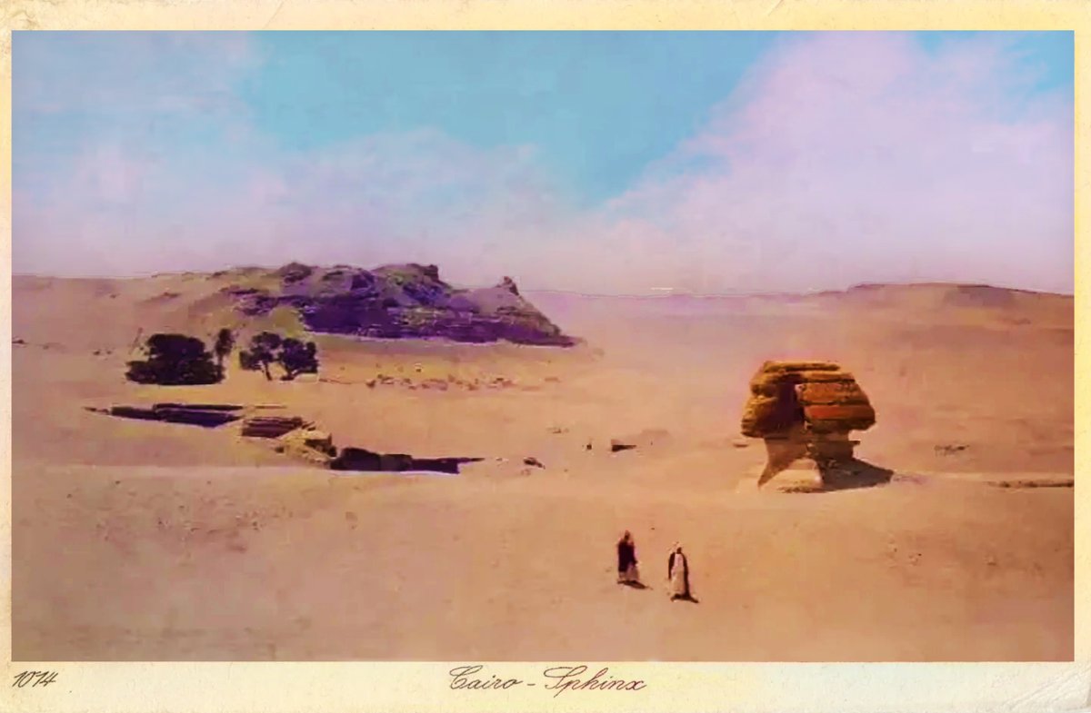 Early rare photo The Great Sphinx. I colorized it and gave it a postcard look. Just love old postcards👊.