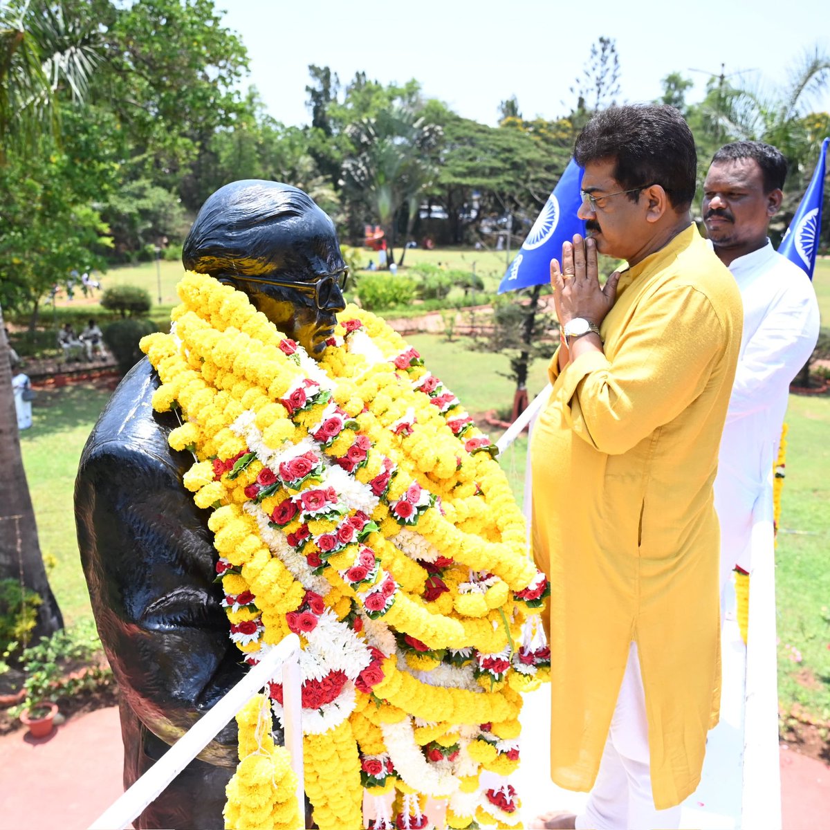 Attended #AmbedkarJayanti celebration at Ambedkar Garden in Panaji and paid floral tributes to Dr. Babasaheb Ambedkar on his Birth Anniversary.