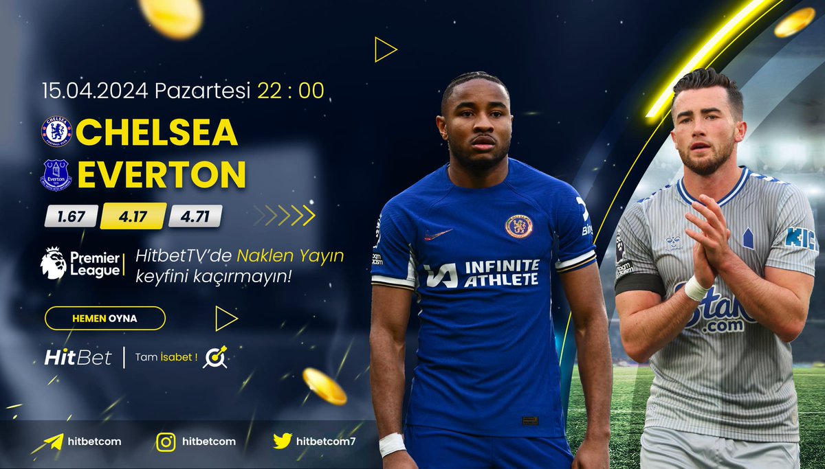 #Chelsea ⚜ #Everton karşılaşması #PremierLig heyecanı ile bu akşam saat 22:00'da #Hitbet'te!

🌐Güncel Giriş : h.t2m.io/Hitbet-Twitter

📺 Maç Yayınları  : h.t2m.io/HitbetTV

🎯#Hitbet #Tamisabet