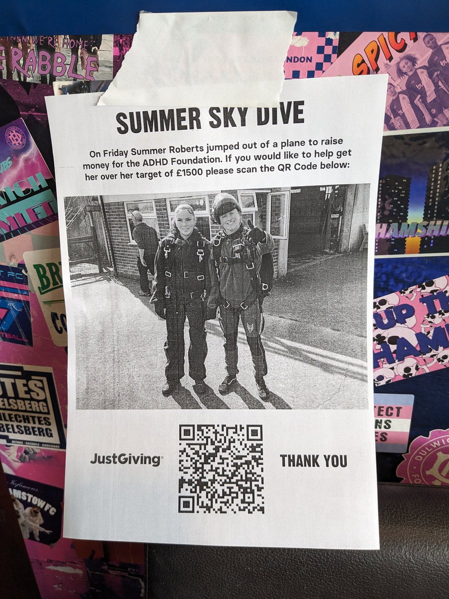 At the time of posting, @summerroberts26 is just £95 short of her fundraising goal. LET'S HIT IT BY FULL-TIME 👊 Donate by scanning the QR code near the entrance to the inside bar, or at this link here: justgiving.com/page/summer-ro…